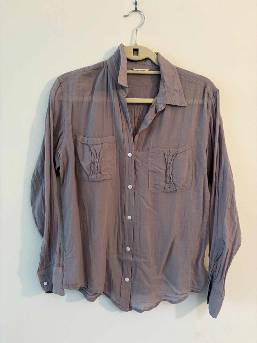 Club Monaco Button Down Shirt S/P Dusty Mauve Cotton Gauze Two Pocket